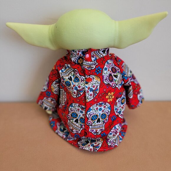 Sugar Skull Halloween 2pc Outfit scarf for 11" Mattel Child Grogu baby yoda Doll - Picture 7 of 7